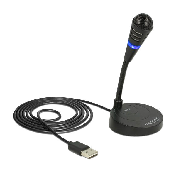 DELOCK USB μικρόφωνο 65868 με βάση και mute button - TechUp