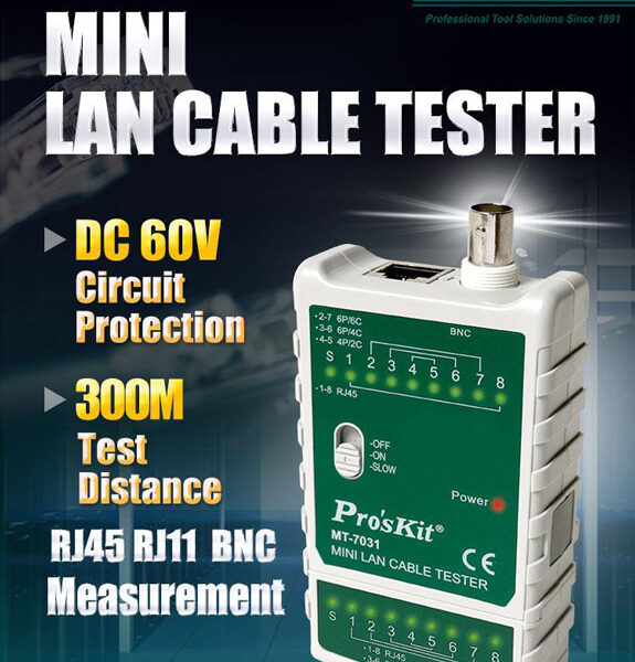 PROSKIT tester καλωδίων δικτύου MT-7031 για RJ45/11/12/22 & BNC - TechUp