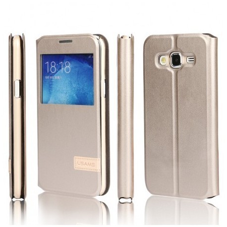 Tech Up - Samsung Galaxy J1 2016 Usams Muge S-View Case Gold