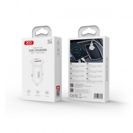 Tech Up - XO CC69 PD 30W Usb+Usb-C Car Adapter Charger White