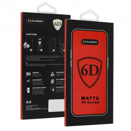 Tech Up - Apple iPhone 15 Pro 6D Full Glue Matte Tempered Glass Black