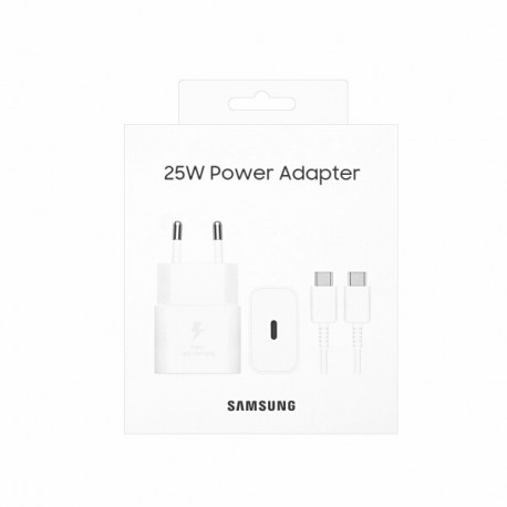 Tech Up - Samsung EP-T2510XWE Fast Wall Charger Usb-C 25W+Usb-C/Usb-C Cable White ORIGINAL Blister