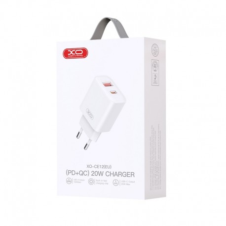 Tech Up - XO CE12 PD Usb-C+Usb Wall Adapter Charger 20W QC 3.0 White